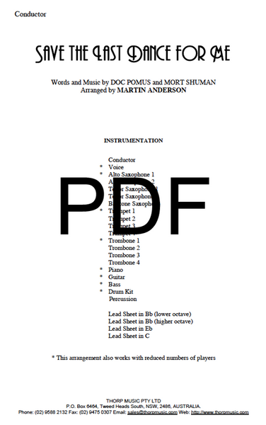 Save the Last Dance for Me - PDF