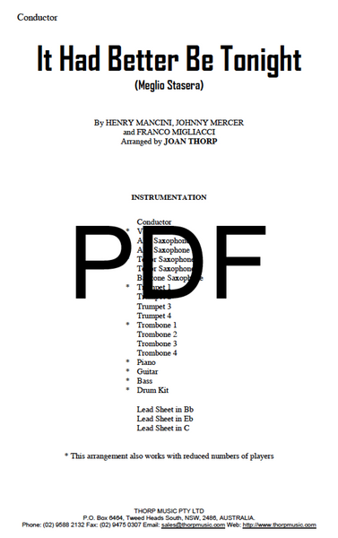 It Had Better Be Tonight - PDF