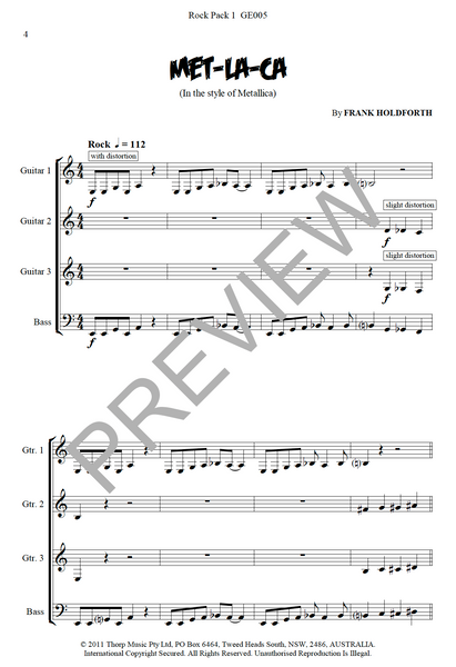 Guitar Ensemble sheet music Rock Pack 1 Level 1