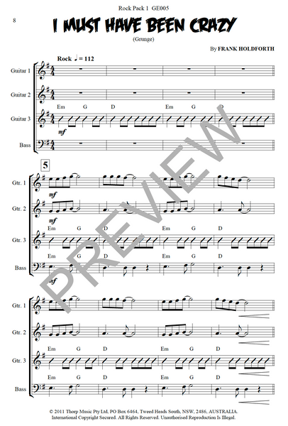 Guitar Ensemble sheet music Rock Pack 1 Level 1