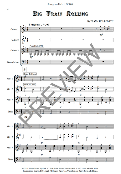 Guitar Ensemble sheet music Bluegrass Pack 1 Level 1 - PDF