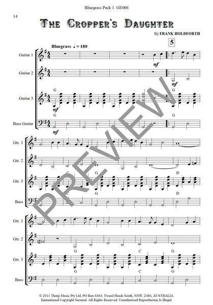 Guitar Ensemble sheet music Bluegrass Pack 1 Level 1 - PDF